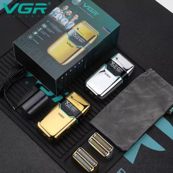 Электробритва VGR V-350 GOLD шейвер, двойное лезвие,  2 насадки, LED Display