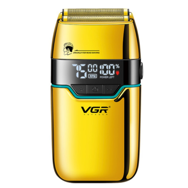 Электробритва VGR V-350 GOLD шейвер, двойное лезвие,  2 насадки, LED Display