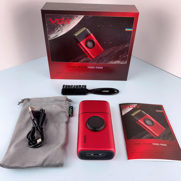 Електробритва VGR V-378 RED Шейвер Подвійне Лезо + Тример Регулювання Потужності 7000-9000 RPM LED Display Електробритва VGR V-378 RED Шейвер Подвійне Лезо + Тример Регулювання Потужності 7000-9000 RPM LED Display