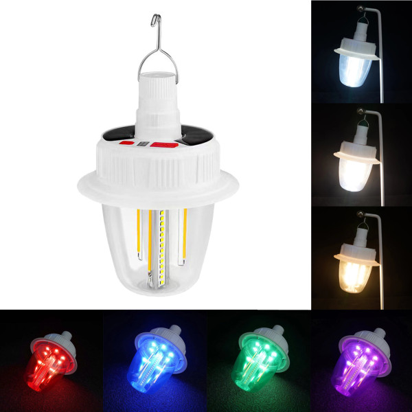 Світлодіодна LED Лампа з Акумулятором T38-COB+SMD RGB 2x18650 Сонячна Батарея Гачок ЗП Type-C Світлодіодна LED Лампа з Акумулятором T38-COB+SMD RGB 2x18650 Сонячна Батарея Гачок ЗП Type-C