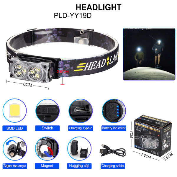 Ліхтар Налобний YY-19D-6SMD Li-Ion Акумулятор ЗП Type-C Магніт Box Ліхтар Налобний YY-19D-6SMD Li-Ion Акумулятор ЗП Type-C Магніт Box