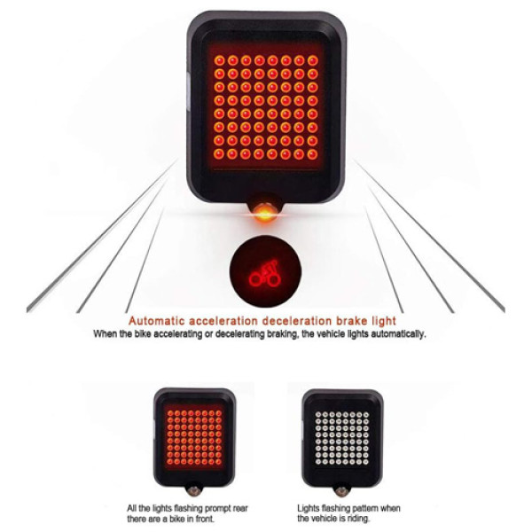 Велосипедний Стоп Поворот AQY-0100 З Датчиком Нахилу Та Лазерним Підсвічуванням Малюнком