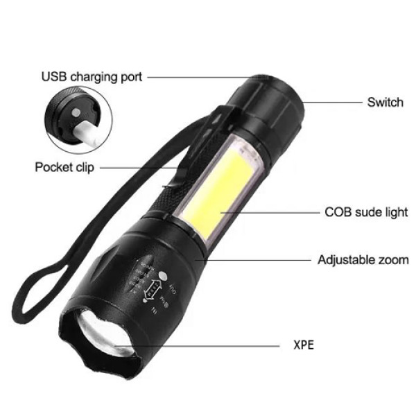 Ліхтар W601-XPE Red + COB White Li-Ion Акумулятор ЗУ microUSB Zoom Box Ліхтар W601-XPE Red + COB White Li-Ion Акумулятор ЗУ microUSB Zoom Box