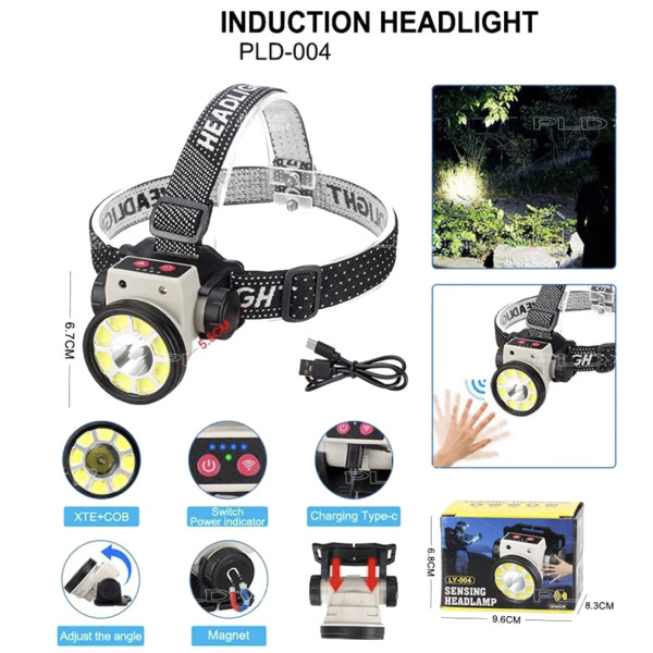Ліхтар Налобний PLD-LY004-XPE+COB Motion Sensor Li-Ion Акумулятор Індикація Заряду Магніт ЗП Type-C Box Ліхтар Налобний PLD-LY004-XPE+COB Motion Sensor Li-Ion Акумулятор Індикація Заряду Магніт ЗП Type-C Box