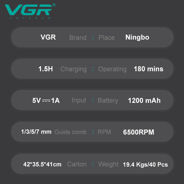 Тример VGR V-998 BLUE 4 Насадки LED Display Тример VGR V-998 BLUE 4 Насадки LED Display