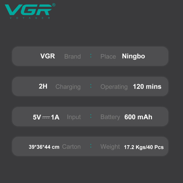 Тример VGR V-975 GREEN 4 Насадки LED Display Тример VGR V-975 GREEN 4 Насадки LED Display