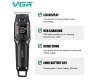 Триммер VGR V-964 BLACK, 7000 RPM, 4 насадки, LED display