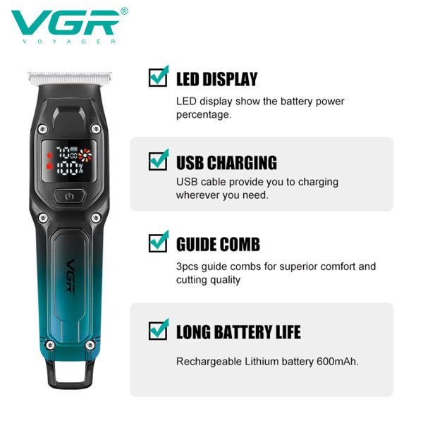 Тример VGR V-964 GREEN 7000 RPM 4 Насадки LED Display