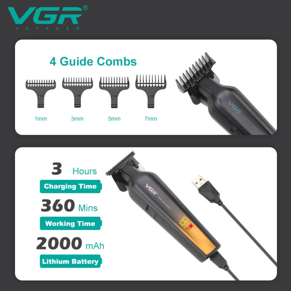 Тример VGR V-930 GREEN 4 Насадки LED Display Тример VGR V-930 GREEN 4 Насадки LED Display