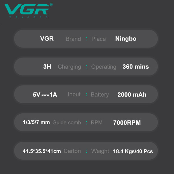 Тример VGR V-930 GREEN 4 Насадки LED Display Тример VGR V-930 GREEN 4 Насадки LED Display