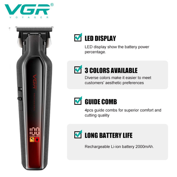 Тример VGR V-930 RED 4 Насадки LED Display Тример VGR V-930 RED 4 Насадки LED Display