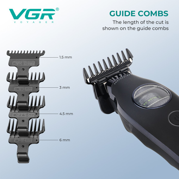 Тример VGR V-880T BLACK EXTERNAL ROTOR MOTOR MIM BLADE 4 Насадки Док-Станція Тример VGR V-880T BLACK EXTERNAL ROTOR MOTOR MIM BLADE 4 Насадки Док-Станція