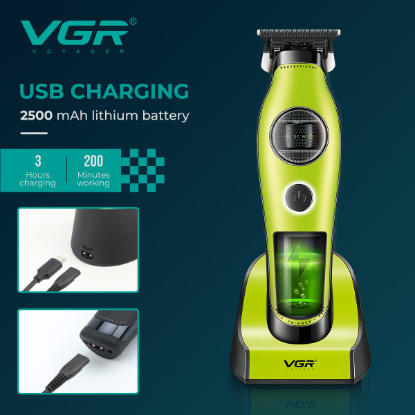 Тример VGR V-880T GREEN EXTERNAL ROTOR MOTOR MIM BLADE 4 Насадки Док-Станція Тример VGR V-880T GREEN EXTERNAL ROTOR MOTOR MIM BLADE 4 Насадки Док-Станція