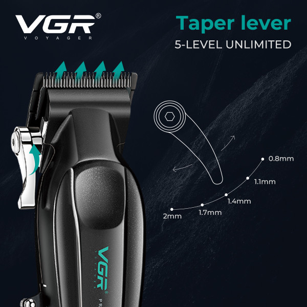 Акумуляторна Машинка Для Стрижки Clipper VGR V-662 GOLD 7000 RPM 6 Насадок LED Display