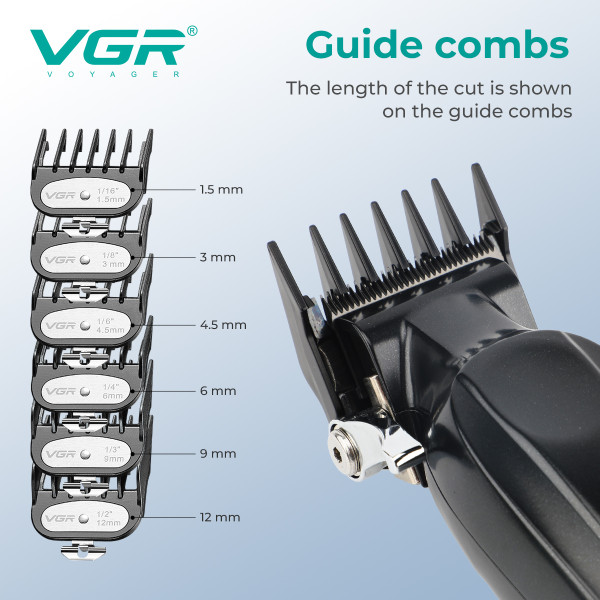 Акумуляторна Машинка Для Стрижки Clipper VGR V-662 GREEN 7000 RPM 6 Насадок LED Display