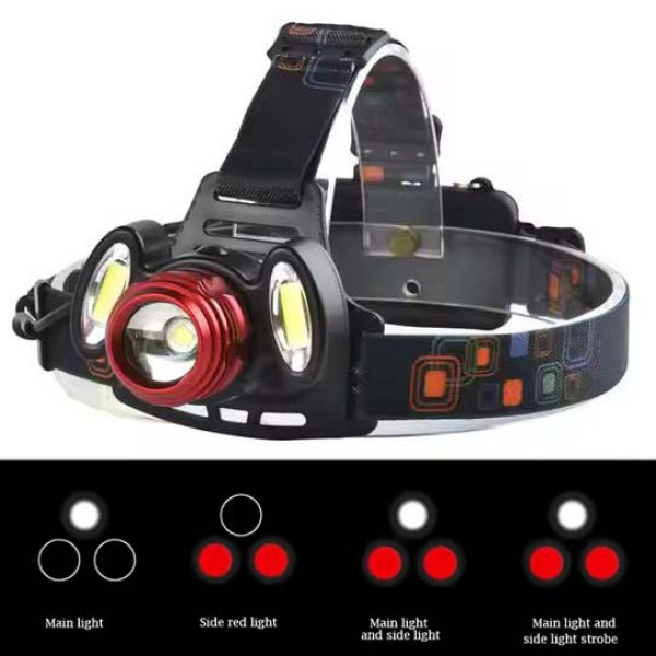 Ліхтар налобний Police 2117-T6+2COB(Red), 2x18650, zoom, ЗУ microUSB, Box