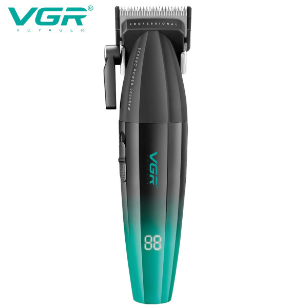 Акумуляторна Машинка Для Стрижки VGR V-003 GREEN 6 Насадок TURBO Режим 9000 RPM Керамічне Лезо LED Display Акумуляторна Машинка Для Стрижки VGR V-003 GREEN 6 Насадок TURBO Режим 9000 RPM Керамічне Лезо LED Display