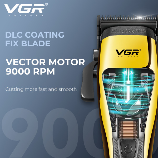 Акумуляторна Машинка Для Стрижки VGR V-015 6 Насадок з Магнітами VECTOR MOTOR 9000 RPM LED Display Акумуляторна Машинка Для Стрижки VGR V-015 6 Насадок з Магнітами VECTOR MOTOR 9000 RPM LED Display