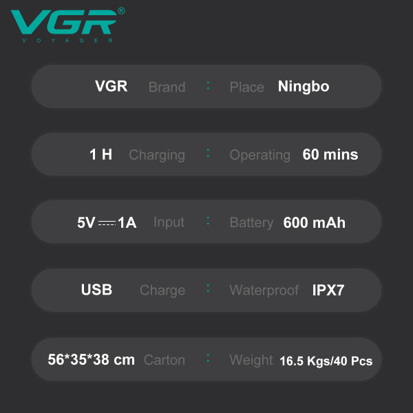 Електробритва VGR 3 в 1 V-303 3 Насадки IPX7 LED Display Електробритва VGR 3 в 1 V-303 3 Насадки IPX7 LED Display