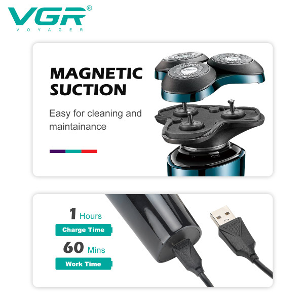 Електробритва VGR 3 в 1 V-303 3 Насадки IPX7 LED Display Електробритва VGR 3 в 1 V-303 3 Насадки IPX7 LED Display