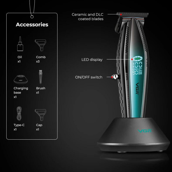 Комплект VGR 2 в 1 V-270&V-992 GREEN, машинка для стрижки и триммер