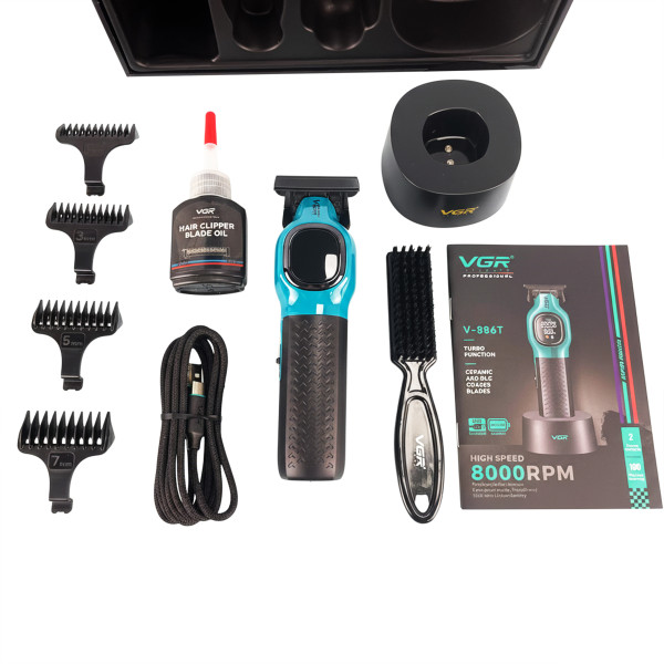 Триммер  VGR V-886T GREEN, 4 насадки, LED display, 8000RPM