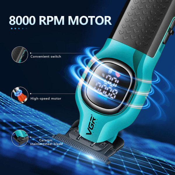 Триммер  VGR V-886T GREEN, 4 насадки, LED display, 8000RPM