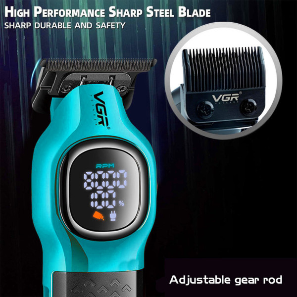 Триммер  VGR V-886T GREEN, 4 насадки, LED display, 8000RPM