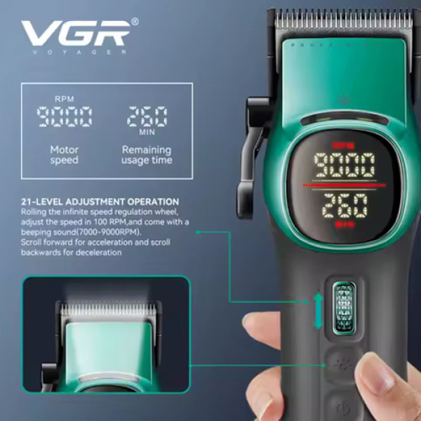 Комплект VGR 2 в 1 V-885 S2 GREEN, акумуляторная машинка для стрижки (clipper) и триммер