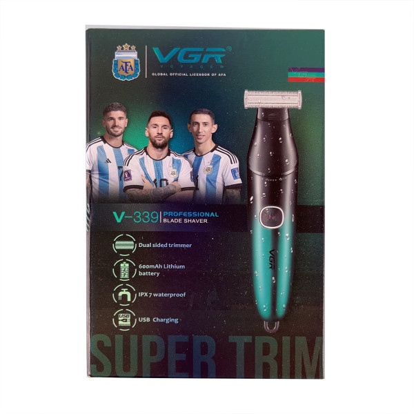 Бритва-триммер для стрижки бороды и усов VGR V-339 GREEN, 4 насадки, IPX7