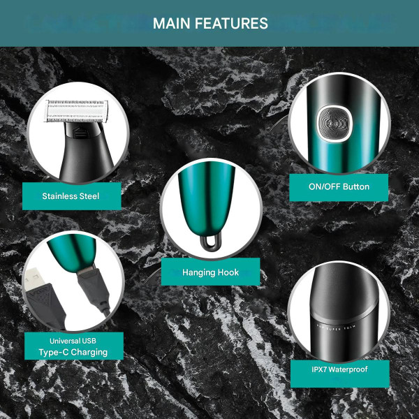 Бритва-триммер для стрижки бороды и усов VGR V-339 GREEN, 4 насадки, IPX7