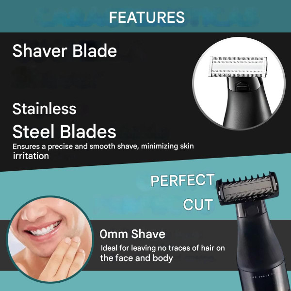 Бритва-триммер для стрижки бороды и усов VGR V-339 GREEN, 4 насадки, IPX7