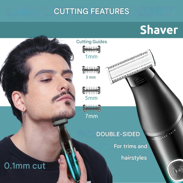 Бритва-триммер для стрижки бороды и усов VGR V-339 GREEN, 4 насадки, IPX7