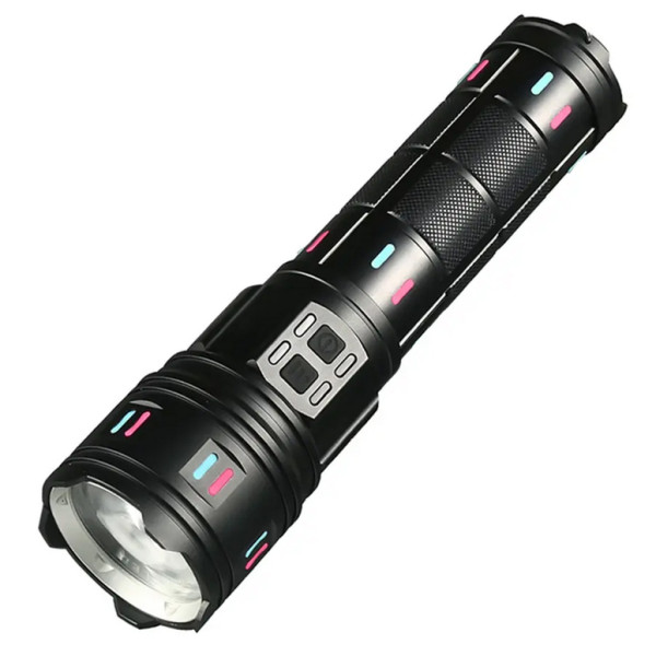 Ліхтар NIGHT VISION FLUORESCENCE AK177-WHITE LASER LED PM60-TG 8x18650 3.7V Power Bank ЗУ Type-C Zoom 5 Фільтрів