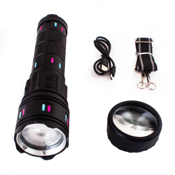 Ліхтар NIGHT VISION FLUORESCENCE AK177-WHITE LASER LED PM60-TG 8x18650 3.7V Power Bank ЗУ Type-C Zoom 5 Фільтрів