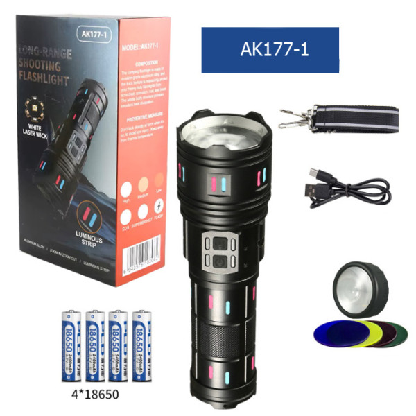 Ліхтар NIGHT VISION FLUORESCENCE AK177-1 WHITE LASER LED PM60-TG 4х18650 Power Bank Індикація Заряду ЗУ Type-C Zoom 5 Фільтрів Ліхтар NIGHT VISION FLUORESCENCE AK177-1 WHITE LASER LED PM60-TG 4х18650 Power Bank Індикація Заряду ЗУ Type-C Zoom 5 Фільтрів