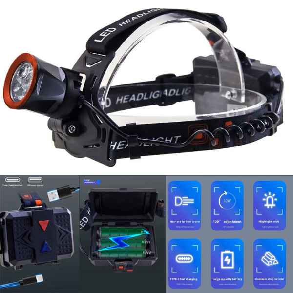 Ліхтар Налобний CT021 3+1 ULTRA LED 3x18650 Power Bank ЗП Type-C Ліхтар Налобний CT021 3+1 ULTRA LED 3x18650 Power Bank ЗП Type-C