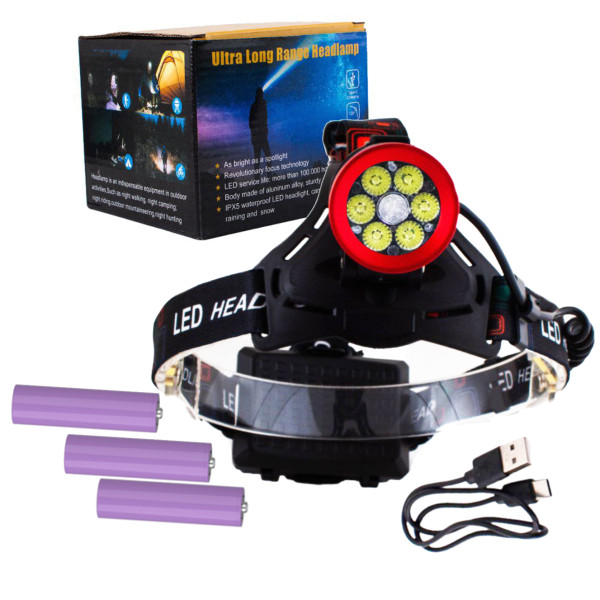 Ліхтар Налобний CT021 6+1 ULTRA LED 3x18650 Power Bank ЗП Type-C