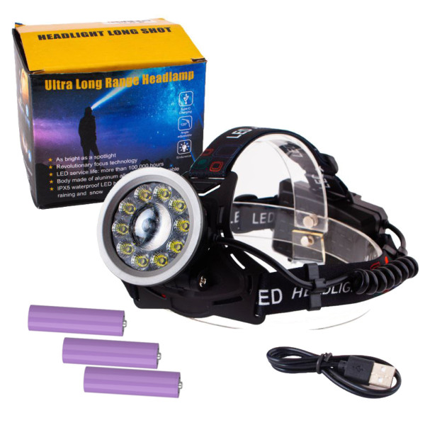 Ліхтар Налобний CT021 10+1 ULTRA LED 3x18650 Power Bank ЗП Type-C