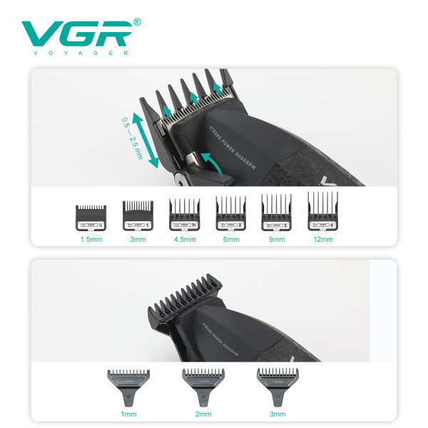 Комплект VGR 3 в 1 V-640 S3 BLACK, машинка для стрижки (clipper), триммер и электробритва (шейвер)