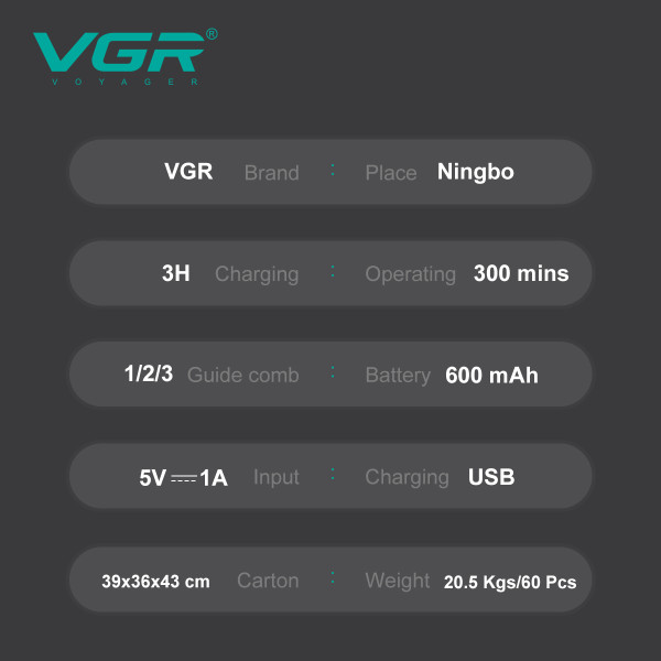 Тример VGR V-227 GREEN 3 Насадки LED Display Тример VGR V-227 GREEN 3 Насадки LED Display