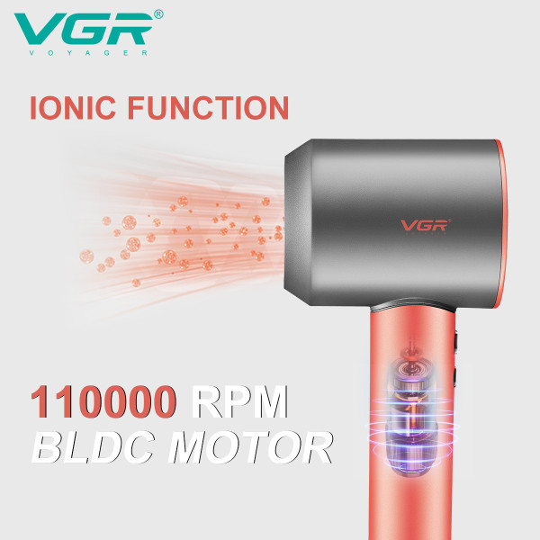 Фен профессиональный VGR V-440 PINK, 3 уровня обдува, 3 уровня температуры, 11000 RPM 3 насадки