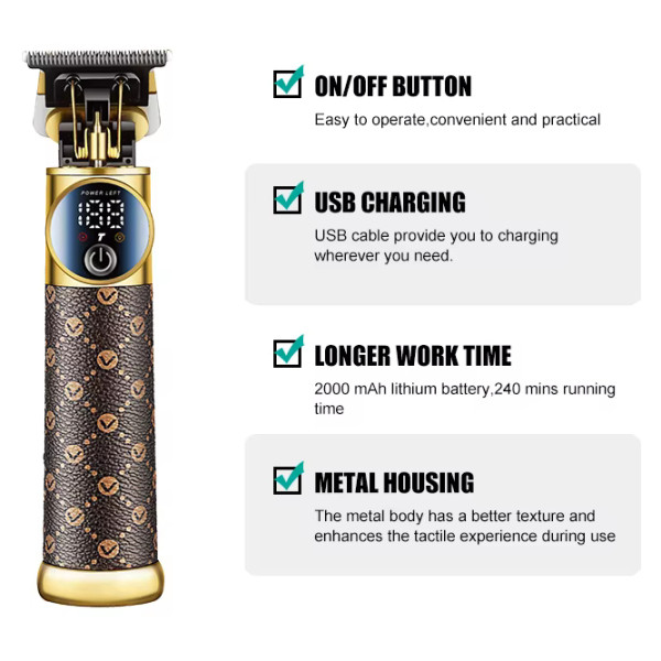 Тример VGR V-942 BROWN 4 Насадки LED Display