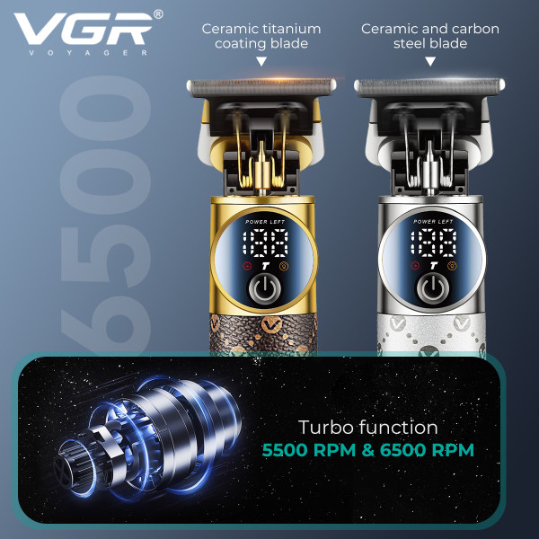 Тример VGR V-942 BROWN 4 Насадки LED Display