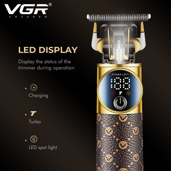 Тример VGR V-942 BROWN 4 Насадки LED Display