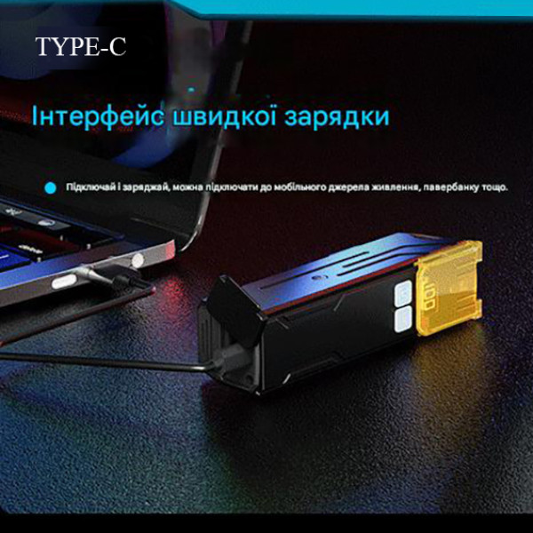 Велофара мощная Q03L, 800LM, Li-Ion аккумулятор, ЗУ Type-C, индикация заряда