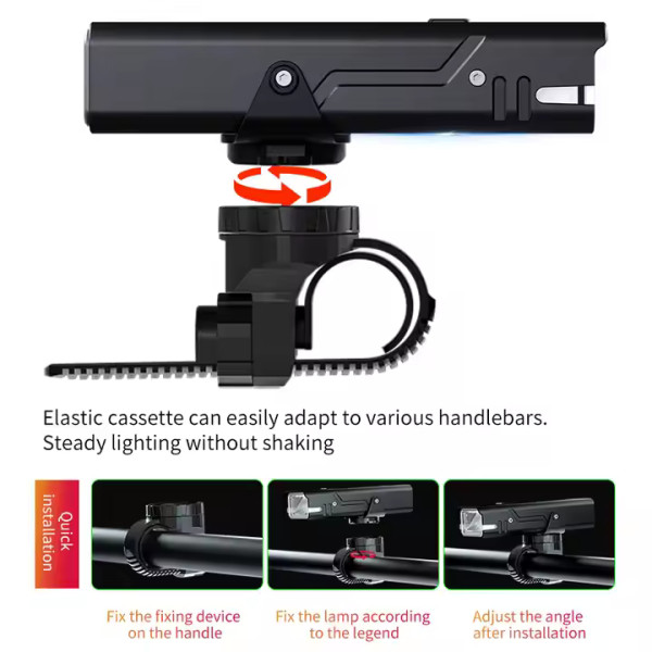 Велофара Q06, 310LM, Li-Ion аккумулятор, ЗУ Type-C, индикация заряда