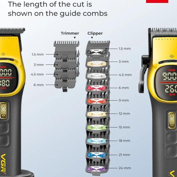 Комплект VGR 2 в 1 V-885 S2 GOLD, акумуляторная машинка для стрижки (clipper) и триммер