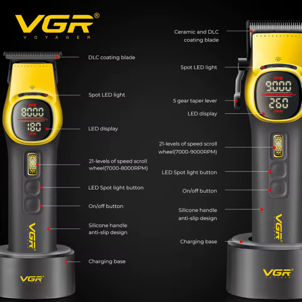 Комплект VGR 2 в 1 V-885 S2 GOLD, акумуляторная машинка для стрижки (clipper) и триммер