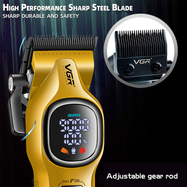 Акумуляторная машинка для стрижки (clipper) VGR V-886C GOLD, LED display, 9000RPM